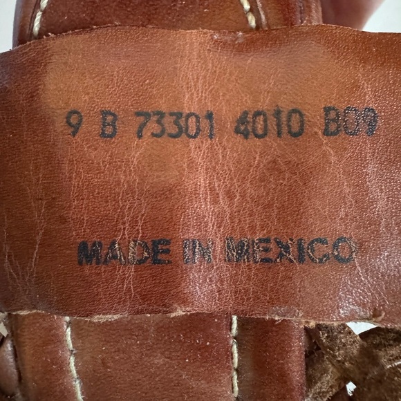 Frye Brown Woven Leather Platform Wedge Slide Sandals Size 9 - Picture 13 of 14